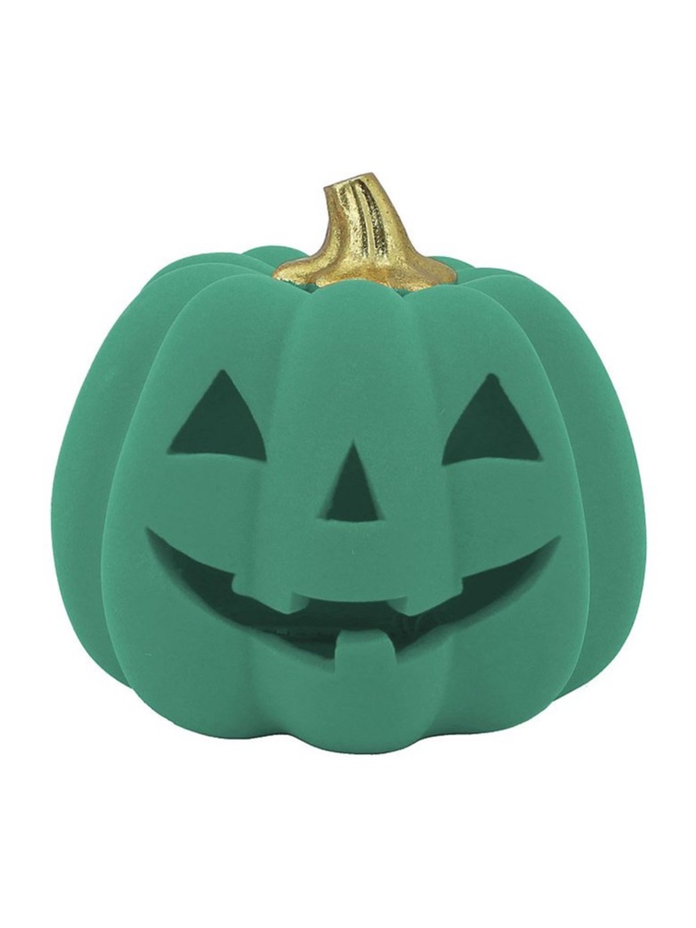 Green Jack-O'-Lantern Flocked Light Up Pumpkin Halloween Decor